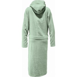 Erwin Müller Achberg Series Unisex Bathrobe, Dressing Gown, Sauna Gown with Hood, Tie Belt and Pockets, Absorbent, Fluffy Soft, with Massage Effect, Walk Terry, jade, L
