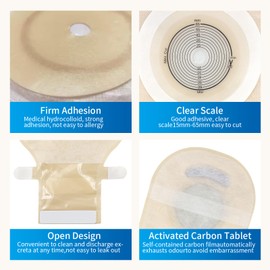 Joruleand One Piece Ostomy Bags Kit (20 PCS)-with 10 Barrier Rings, Leak-Proof Drainable Pouch for Colostomy Bags, Ileostomy Stoma Care|Bolsas de Colostomia Para Mujer,20+years manufacture