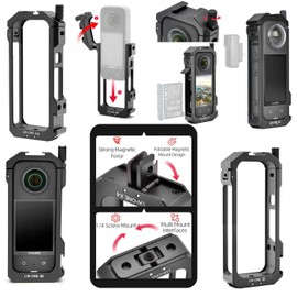 debous Insta 360 X4 Aluminum Frame Cage Case Bag Lens Guard Set Screen Protector for Insta360 X4 X 4 Accessories Kit Anti-Scratch Metal Housing Shell Tempered Glass Protective Film Cover