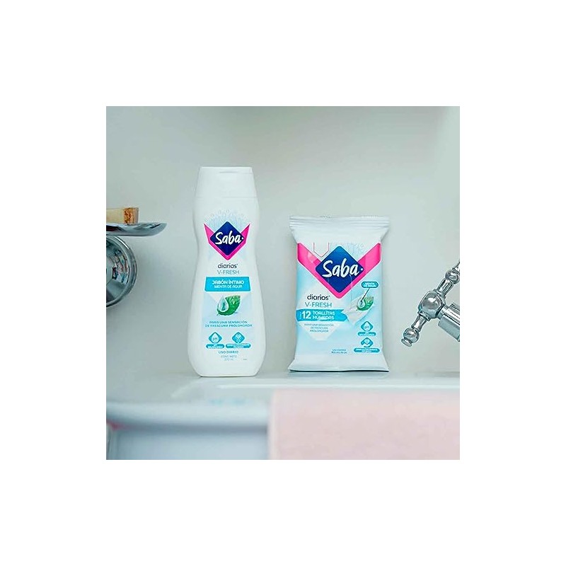 Saba Toallitas Húmedas V-fresh para uso íntimo, 12 piezas