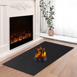 TOHONFOO Hearth Rugs for Fireplaces Fire Resistant, 42 x 24 inches Fireproof Fireplace Mat Hearth Area Rug, Fire Retardant Hearth Pad for Wood Stove Fireplace Indoor & Outdoor - Black