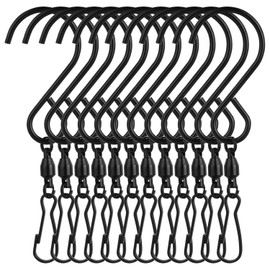 KUUQA 12 Pack Swivel Hooks Clips Wind Spinner S Hook Clips Hanging Wind Chimes Crystal Twisters Party Supplies (Black)