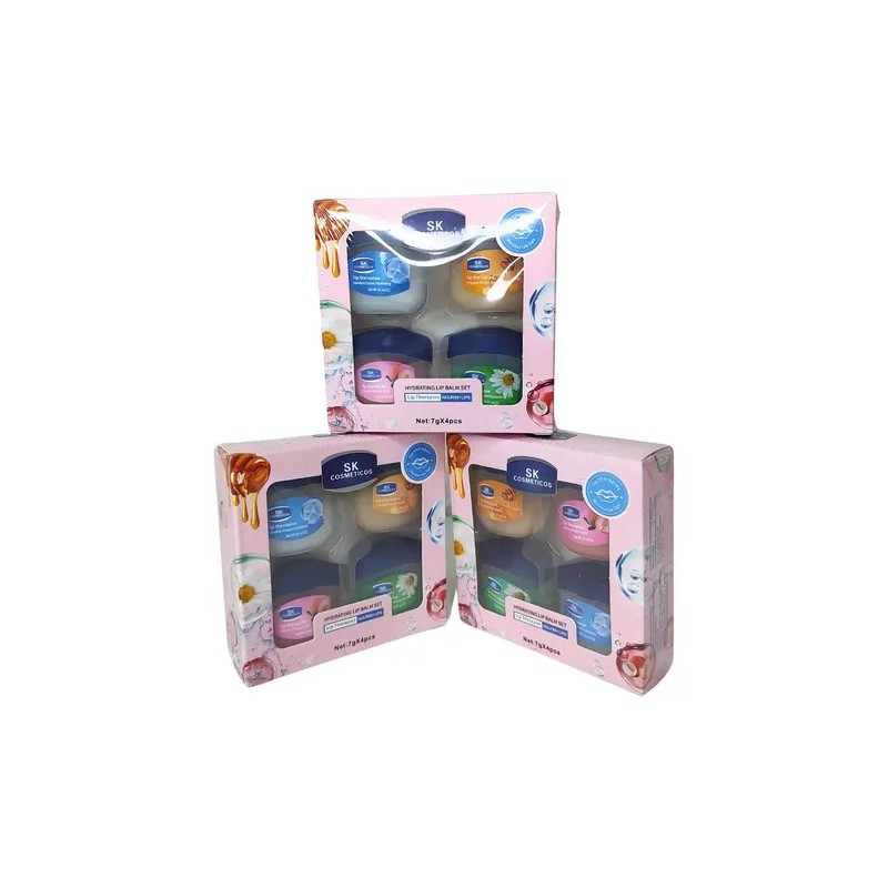 4 Bálsamos Frutales Labios Hidratante Tipo Vaselina Mini