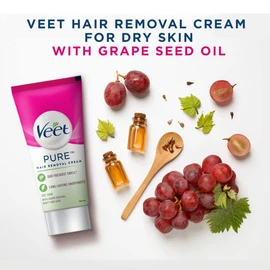 Veet Pure Hair Removal Cream for Women With No Ammonia Smell, Dry Skin - 30g | Suitable for Legs, Underarms, Bikini Line, Arms | 2x Longer Lasting Smoothness than Razors