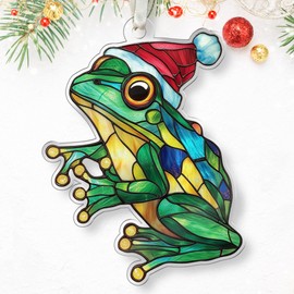 Frog Ornament Christmas - Frog Ornament, Frog Christmas Ornament - Frog Ornaments for Christmas Tree - Frog Gifts for Christmas - Frog Lovers Gifts for Women - Acrylic Frog Christmas Ornament 2024