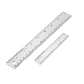 PATIKIL 6, 8 Inch Stainless Steel Ruler Straight Edge Ruler, 2 Pcs Cork Backing Non-Slip Metal Ruler with Inches Centimeter Metric Measuring Tools for Office