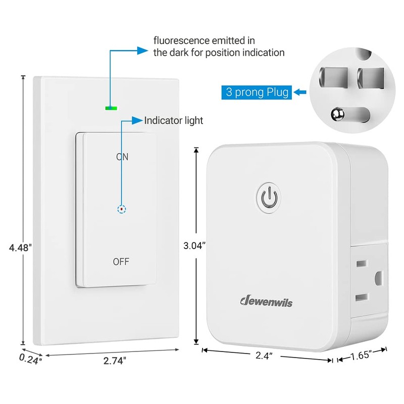 DEWENWILS Remote Control Outlet, Wireless Light Switch with 2 Side