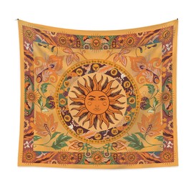 Tapiz de tarjeta de tarot de constelación del sol y estrella, diseño botánico de hongos, fase lunar, tapiz de sol y luna, tapiz de astronauta, tapiz estético bohemio para colgar en la pared, tapiz para decoración del hogar de habitación (sol 2)