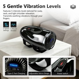 BLOTMS Professional Handheld Palm Massager with Adjustable Strap, Black