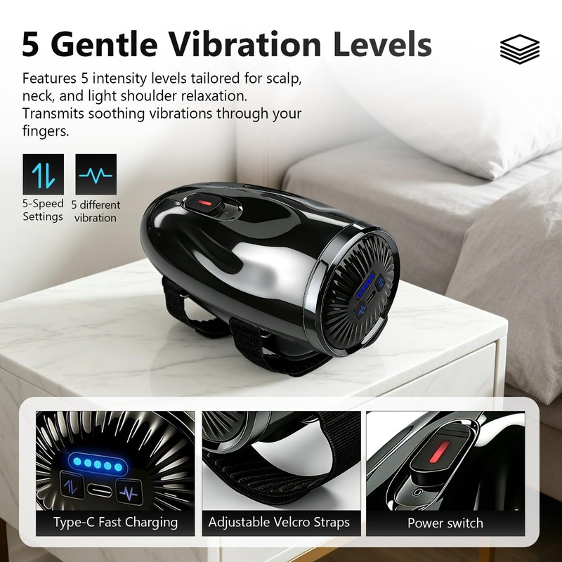 BLOTMS Professional Handheld Palm Massager with Adjustable Strap, Black
