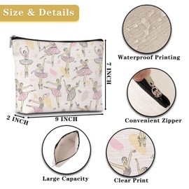 GREOXG Ballerina Makeup Bag Elegant Dance Girls Cosmetic Travel Bag Recital Gifts Appreciation Gifts for Dance Lovers Girls Teens Women Birthday Christmas Graduation-A31