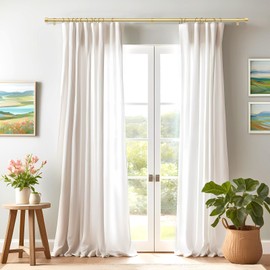 2 Pack Curtain Rods for Windows 66 to 120 Inch(5.5-10ft), 1 Inch Gold Heavy Duty Curtain Rods Set, Adjustable Extra Long Curtain Rod, Outdoor Curtain Rods for Patio Drapery Rods, Size 32"- 120"
