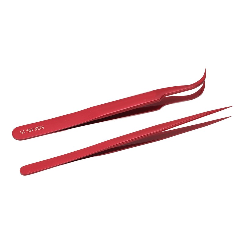 Tweezer Set Aluminum Alloy Curved Straight Head Anti Magnectic Accuracy