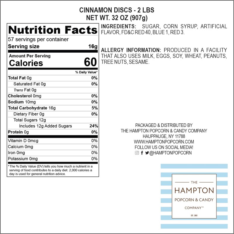 Cinnamon Discs Hard Candy - 2lb Bulk Bag (Approx. 150