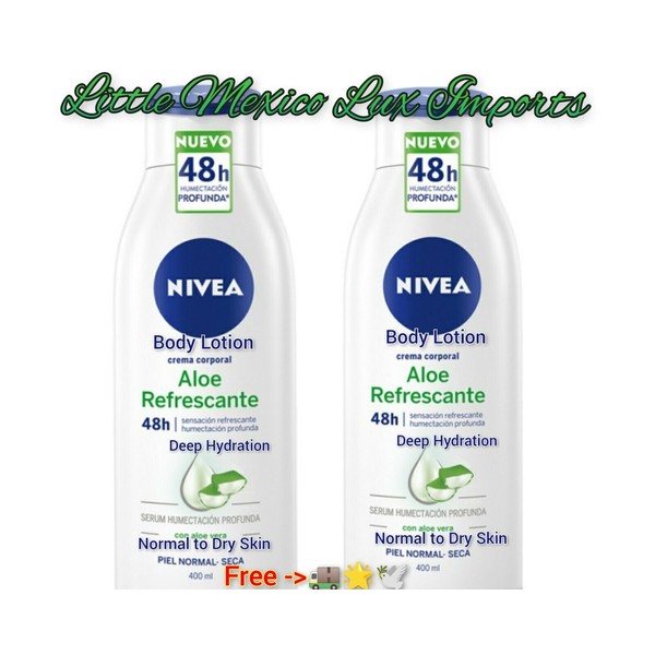Nivea Crema Corporal Hydrating Aloe Vera Piel Normal Seca Dry 400ml x 2 bottles