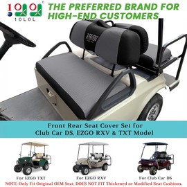 10L0L Golf Cart Front + Rear Seat Cover Set for EZGO TXT RXV 4 Passenger Models Bench Seat Covers Kit Breathable Washable Polyester Mesh Cloth Gray Black Beige Red (S+XS)