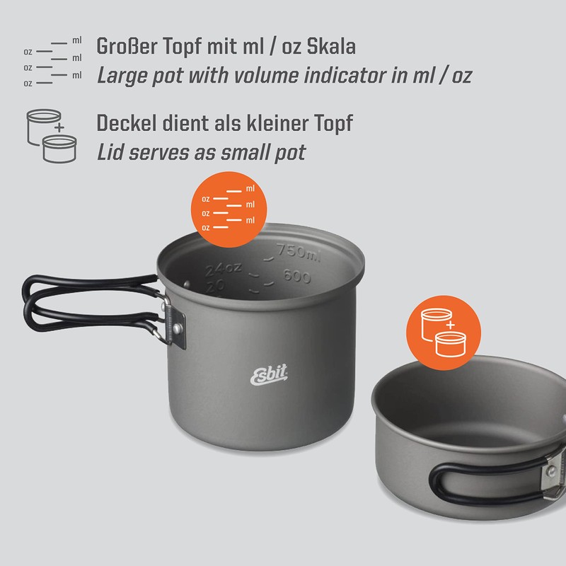 Esbit ESPT1000HA Camping Outdoor Pot, Cooker, Aluminum Pot, 33.8 fl