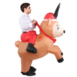 Boveco Inflatable Reindeer Costume Unisex Adult Riding Deer Suit Onesie Outfit Fancy Dress Elk Costumes Blow up Fun Outfit for Men and Women Holiday Party Cosplay Half Body