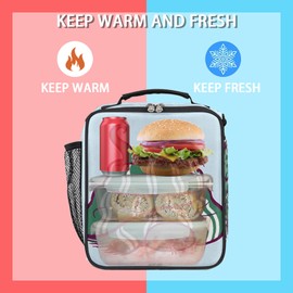 Snake Lunch Bag, Cute Snake Wear Green Scarf Girls Lunch Box Reusable Insulated Lunch Bag for Kids Back to School Thermal Cooler Lunch Tote Leakproof Lunch Box with Shoulder Strap for School Daycare