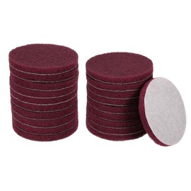 HARFINGTON 20pcs Scrubber Scouring Pads 500 Grits 4 Inch Drill Power Brush Hoop and Loop Surface Conditioning Disc Drill Scuffing Disc Scrub Pads for Home Kitchen Cleaning, Dark Red