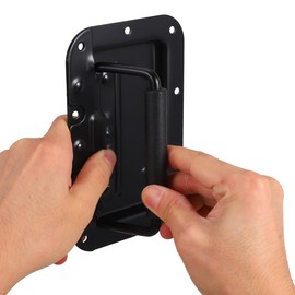 jojofuny Spring Loaded Recessed Handle with Padded Grip, Black Iron Flush Mount Pull Handle for Chest, Cabinet, Speaker Box, Flight Case, and Kitchen Hardware Accessories