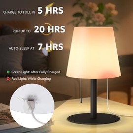 uuffoo Shower Lamp Rechargeable Outdoor Table Lamp Cordless Warm White & RGB Night Light for Patio, Restaurant, Camping, Bathroom Gift for Women, Mom, Grandma H9.8in (Black)