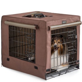 DONORO Dog Crates Kit for Small Size Dogs Indoor with Dog Crate Cover, Double Door Dog Kennels & Houses for Puppy and Cats, Collapsible Metal Contour Dog Cages (30-Inch Kit)