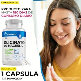 Bioherb Glicinato Magnesio Quelado 500 180 Cápsulas