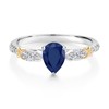 Gem Stone King 925 Silver and 10K Yellow Gold Blue
