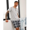 Sykooria Cotton Pajamas Shorts Set for Men Short Sleeve Henley