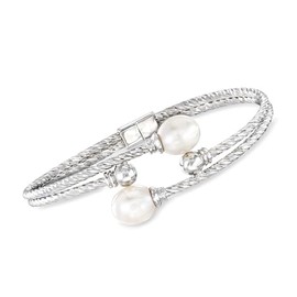 Ross-Simons 7-8mm Cultured Pearl Cuff Bracelet in Sterling Silver. 8 inches