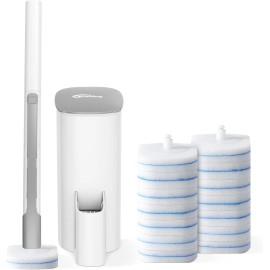 oshang Disposable Toilet Brush with Holder & 14 Refills, Hygienic Toilet Bowl Cleaner
