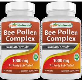 Best Naturals 2 Pack Best Naturals Bee Pollen Complex 1000 mg 120 Tablets, Healthy Metabolism