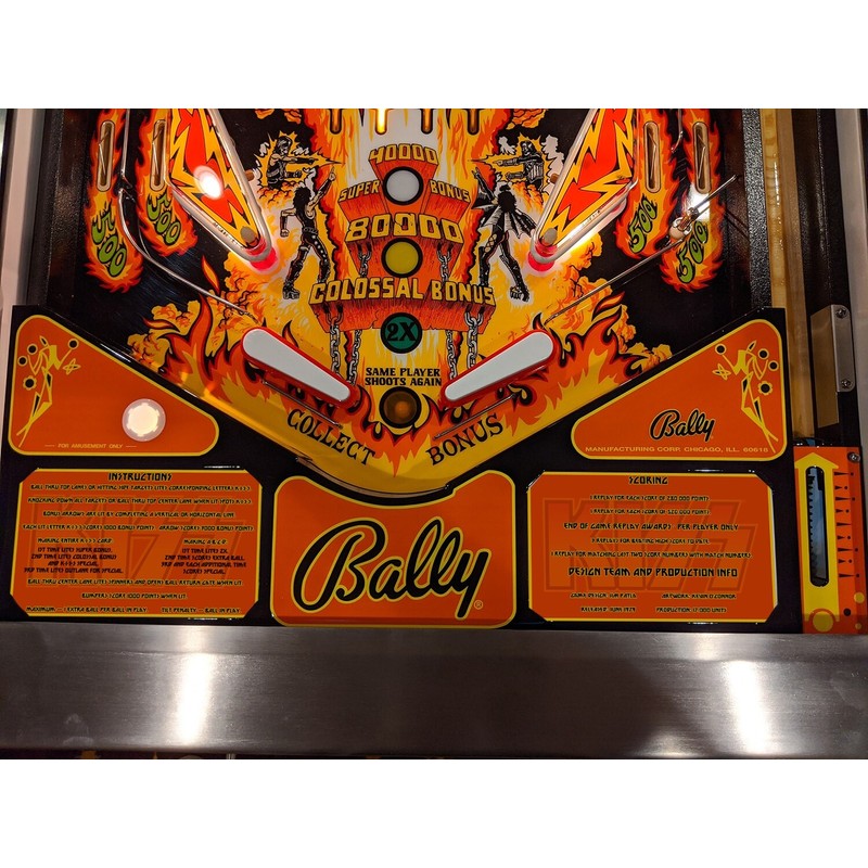 Bally Kiss Pinball Custom Apron Instruction Cards Hi Resolution