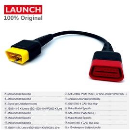 LAUNCH X-431 OBD2 Extension Cable 16-Pin Male to Female OBDII Extend Adapter for Car OBD Diagnostic Extender Cord Connector - 1.2ft/36.5cm