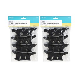 Studio Limited 3" Butterfly Clamps, 12pcs Hair Claw Clips for Thick & Thin Hair, Styling Accessories for Women & Girls (2-Pack, Black)