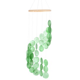 M METERXITY Shell Wind Chime for Outside, Seashell Wind Chime Sea Glass Shell Wind Chime for Outside/Patio/Garden Decor, Handcrafted Wind Chime [Green]