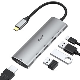 USB C Hub,USB C Hub Multiport Adapter 4K@60Hz AorZ 5 in 1 USBC to Hdmi Adapter with 1 * 4K HDMI Output, 3*USB 3.0 Ports,1*PD, Adapter for MacBook,Steam Deck and Most Type C Devices