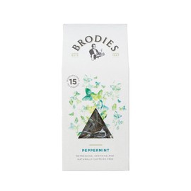 Brodies - Peppermint in Biodegradable Pyramid Bags - 100% Natural Eco-Friendly and Sustainably Sourced - 6 Boxes Of 15 Pyramid Bags - Total Of 90 Plastic Free Pyramid Teabags