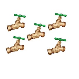 EEZ-FLUID PLUMBING 5/8" Comp. X 3/4" MHT Male Hose Threaded Hose Connector Hose Bib,Heavy Duty Brass No-Kink Hose Bibb Water Faucet,Outdoor Garden Hoses Spigot Shut Off Valve Hose Facuet Bibs(5 Packs)