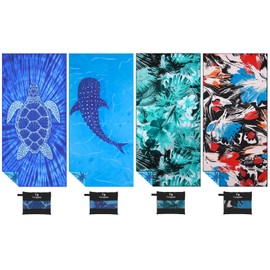 Yongoes 4 Pack Microfiber Lightweight Thin Beach Towel Sand Free Quick Dry Super Absorbent Large Towels for Swimming Pool Yoga Gym Travel Vacation Beach Accessories Essentials for Adults