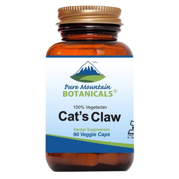Pure Mountain Botanicals Cat’s Claw Capsules - 90 Kosher Vegan Caps with 1000mg Peruvian Cats Claw Uncaria Tomentosa Herb
