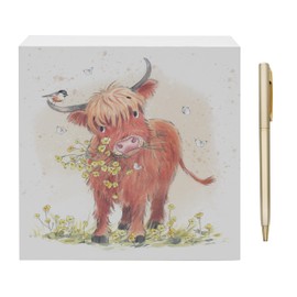 The Leonardo Collection Paper Shed Design Highland Cow Memo Pad & Pen for Notes | Daily Memo for Office Use As 2025 Diary | Ideal Journals for Women & Men | Lovely Journal for 2025 Planner