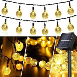 Solar String Lights Outdoor，2 Pack 23FT 50 LED Waterproof Crystal Globe Lights with 8 Lighting Modes for Tree Yard Garden Balcony Party Decorations