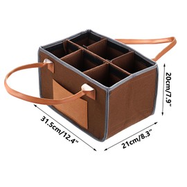 OGANAZI 6-Cup Drink Carrier with Handle Cup Holder Bag for Hot or Cold Drinks Insulated Drink Cups Caddy Portable Coffee Carrier for Travel and Delivery Reusable Drink Holder with Detachable Dividers