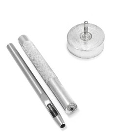 Trimming Shop 6mm Hollow Hole Punch 3pcs Hand Tool Set, Setter Base, Punch, and Eyelet Grommet Fixing Tool Durable Craft Essential for DIY Leathercraft, Handbag, Shoes, Clothing Repair, Scrapbooking