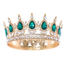 Feltent Green Queen Crown for Women Crystal Tiara for Girl Rhinestone Wedding Headband for Bride Hair Accessories for Costume Birthday Party Prom Gifts