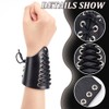 NBEADS 1 Pair Black Leather Cycling Wrist Guards, Medieval Leather