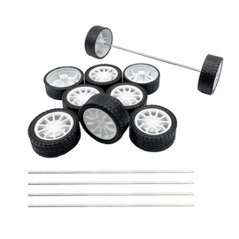 10PCS Toy Car Wheel 30mm Rubber Tire Wheel with 5PCS Shaft Round Axles for RC Car Truck Robot DIY Model Toy Accessories Model Toy Wheel Parts (2x11x30mm)