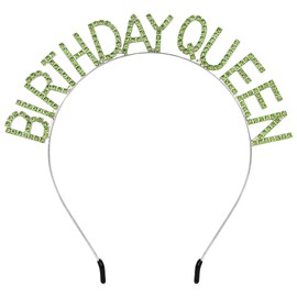Birthday Queen Headbands for Women Tiara & Crowns for Girls Happy Birthday Party Accessories Favor Venus Supllies Silver Green, 1 Pack